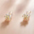 Romantic Cubic Zirconia Sun Flower Gold Plated Wholesale 925 Sterling Silver Earrings A392-sear0303