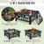 32 Inch 3 in 1 Outdoor Square Fire Pit Table with BBQ Grill and Rain Cover for Camping - Color: Bla D681-JV10256