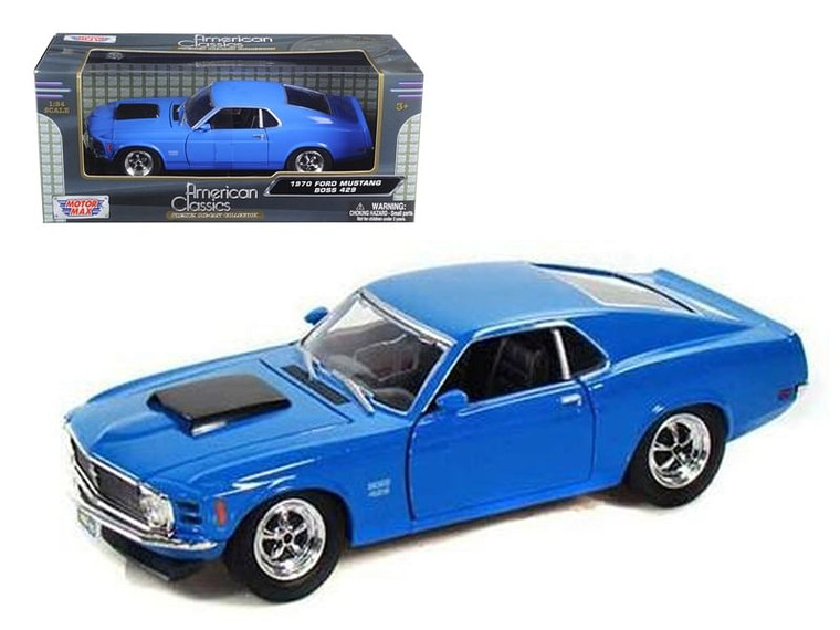 1970 Ford Mustang Boss 429 Blue 1/24 Diecast Model Car by Motormax F977-73303bl