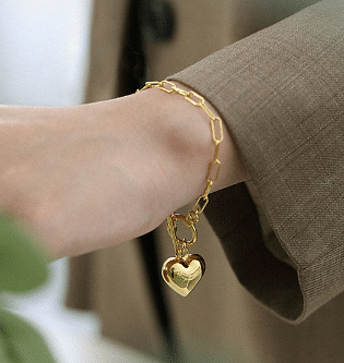 Girl Hollow Chain Heart 925 Sterling Silver Bracelet R866-HFH_623846141104