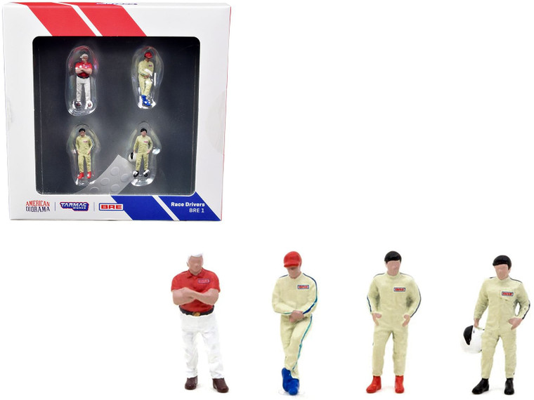 "Race Drivers" 4 Piece Diecast Figure Set "BRE" for 1/64 Scale Models by Tarmac Works & American Di F977-T64F-006-BRE1