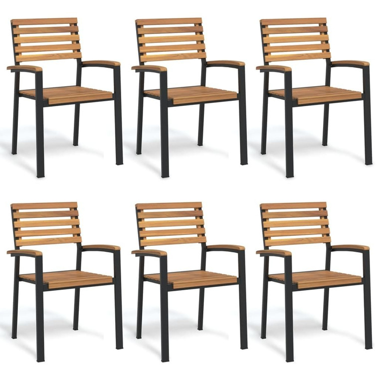 Stackable Garden Chair Set of 6 Natural wood and black A949-3155426
