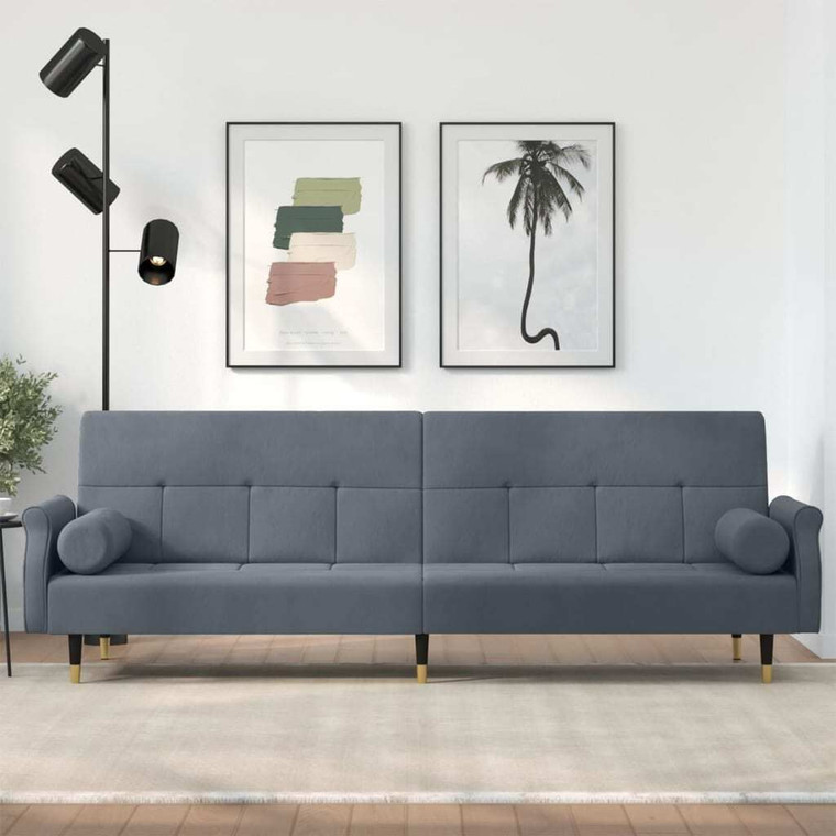 Sofa Bed Dark Grey Velvet, plywood, metal Large A949-351858