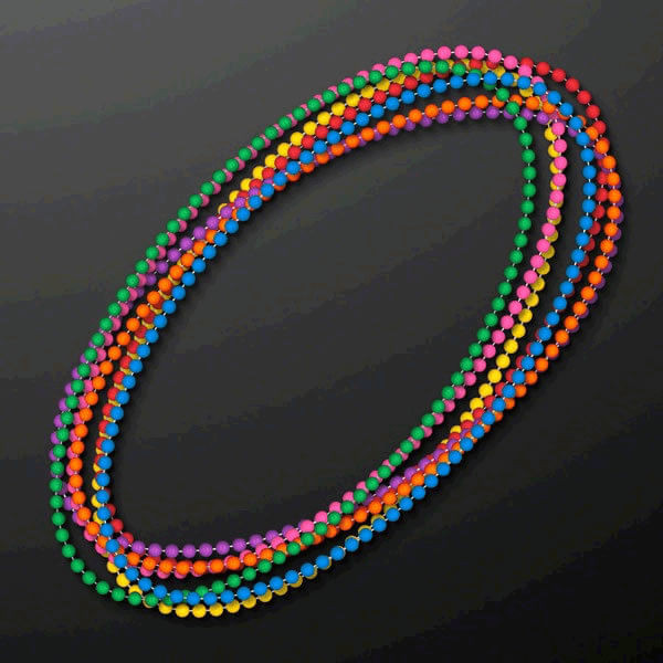 Smooth Round Opaque Bead Mardi Gras Necklace Assorted Pack of 12 A706-A370