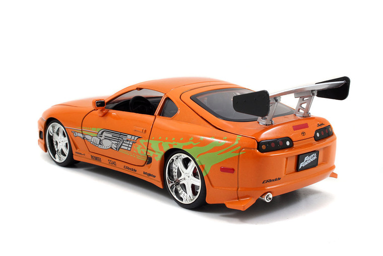 Model Kit Toyota Supra Metallic Orange with Brian Diecast Figure "Fast & Furious" Movie "Build N' C F977-30699