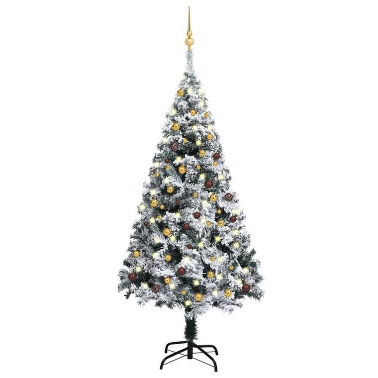 Artificial Pre-lit Christmas Tree with Ball Set Green 70.9" PVC A949-3077820