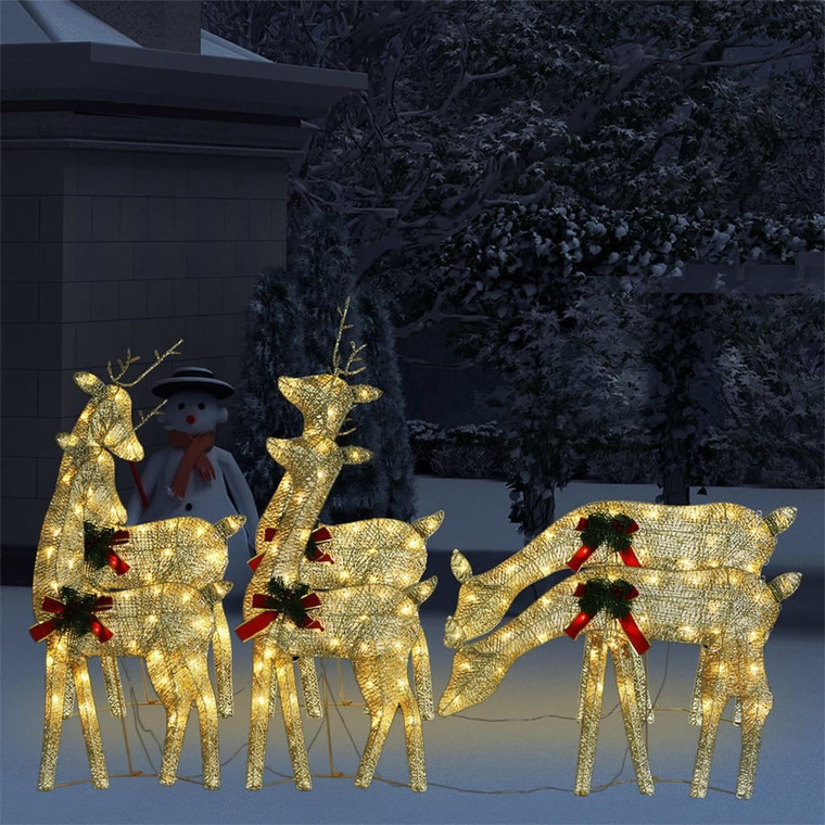 Christmas Reindeer Set of 6 Gold Fabric, Steel Medium A949-3154246