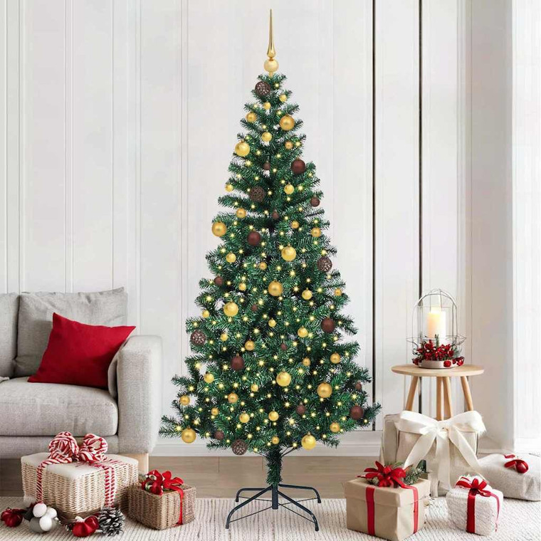  Artificial Pre-lit Christmas Tree Green 82.7" PVC and Metal A949-3396772