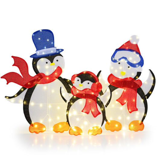 3-Piece 2D Lighted Penguin Family Christmas Decoration with 160 LED Lights D681-CM25128US