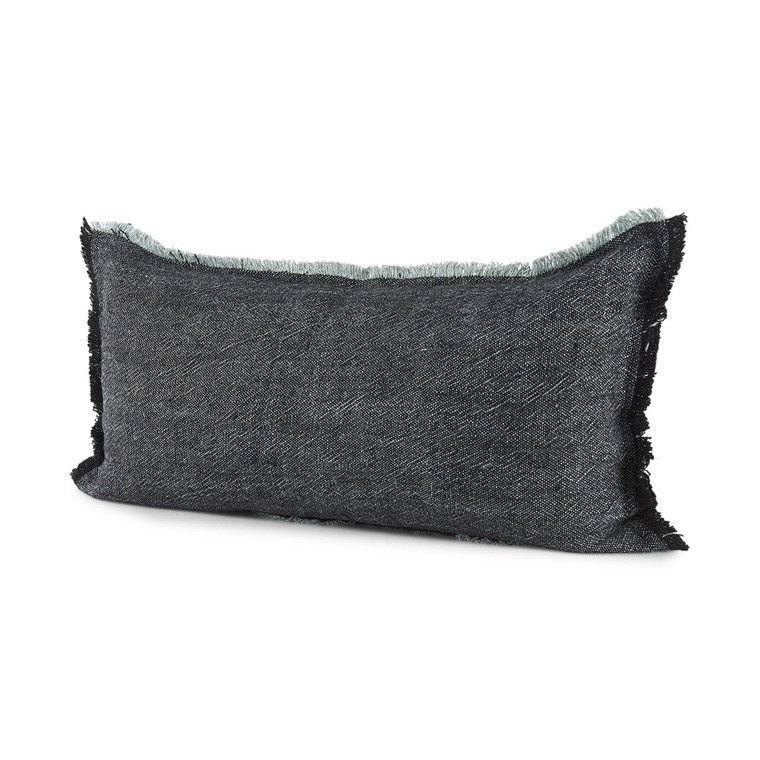 Dark Gray Fringed Lumbar Throw Pillow Cover N270-392301