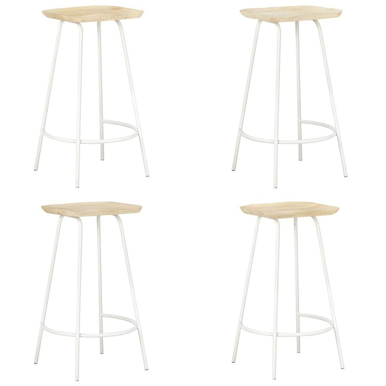 Bar Stool Set of 4 Bleached wood and white A949-320650