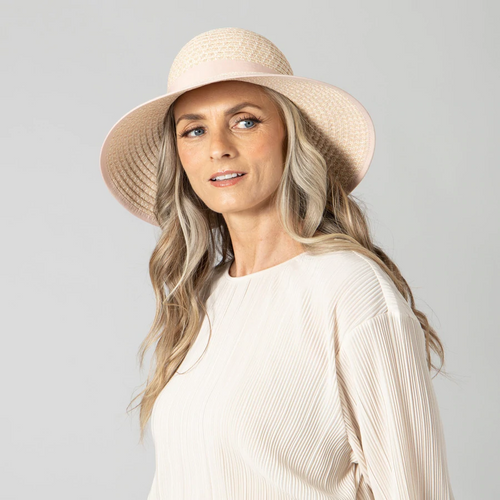 Feeling Pretty Paperbraid Bow Back Sun Hat by San Diego Hat Company in Blush. Feeling Pretty Paperbraid Bow Back Sun Hat by San Diego Hat Company in Blush.