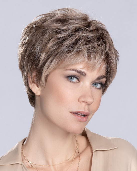 TIME COMFORT by ELLEN WILLE in DARK SAND ROOTED 12.20.9 | Lightest Brown with Light Strawberry Blonde and Medium Warm Brown Blend and Shaded Roots