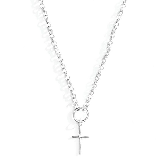 Open Circle Cross Pendant Necklace