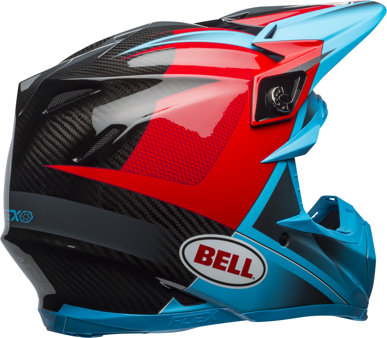 BELL MOTO-9 CARBON FLEX HOUND MATTE/GLOSS CYAN/RED