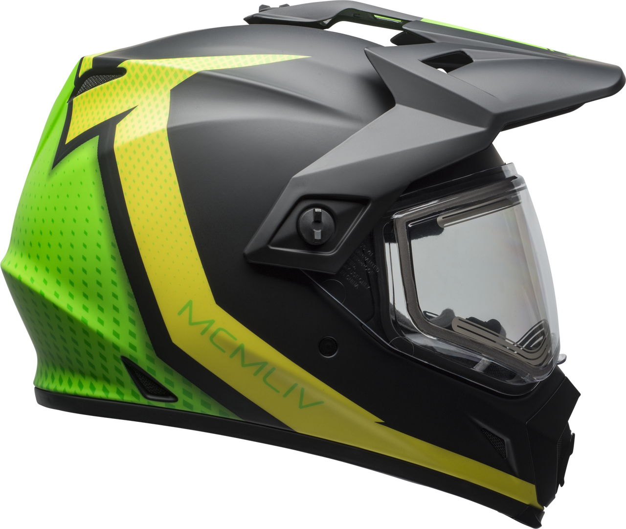 BELL MX-9 ADVENTURE SNOW W/ELECTRIC SHIELD SWITCHBACK MATTE BLACK/FLO GREEN