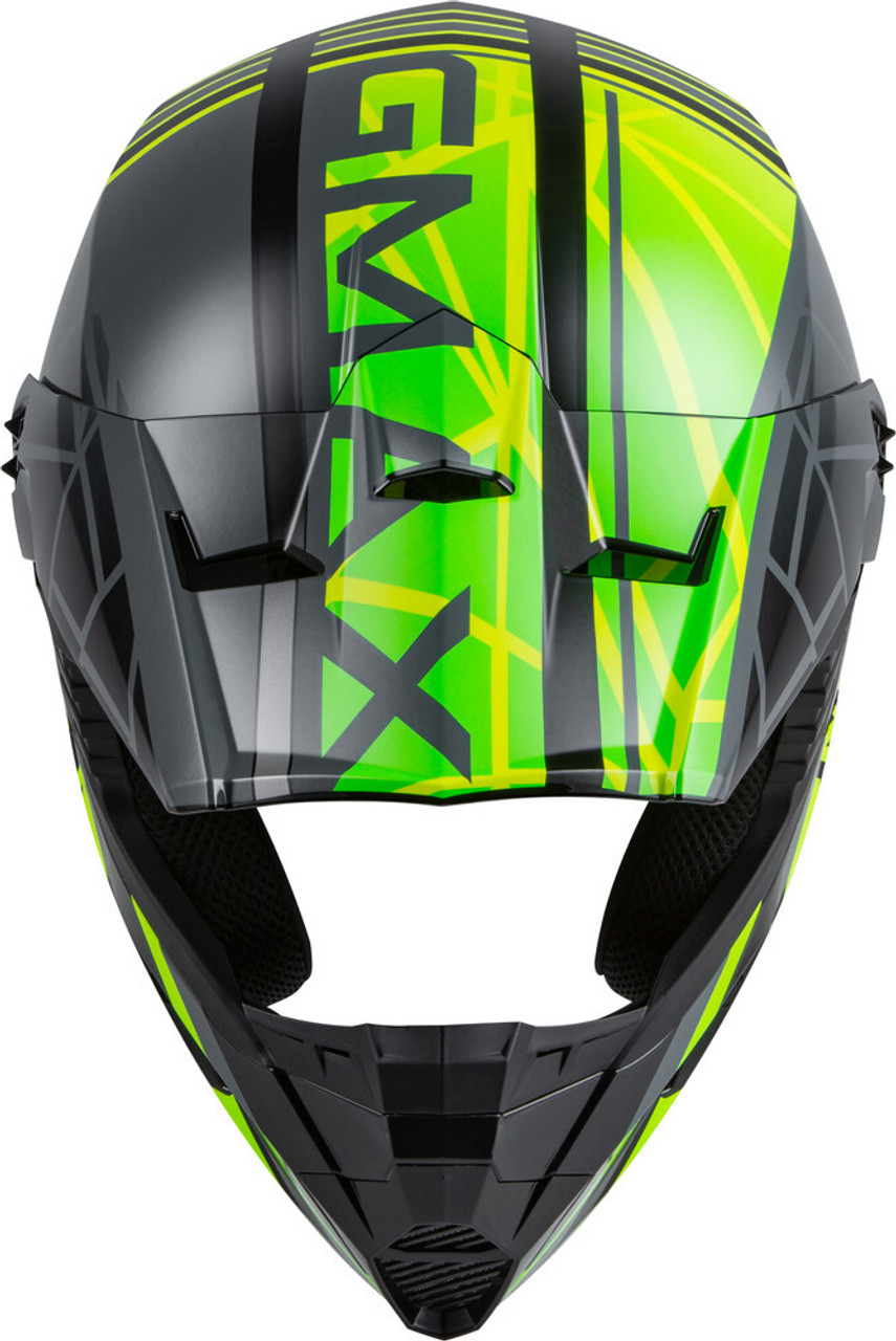 GMAX MX-46Y Mega Off-Road Youth Helmet Black/Hi-Vis/Grey