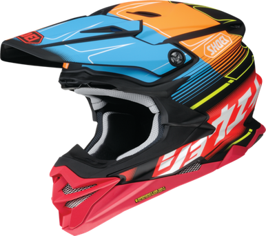 Shoei VFX-Evo Zinger Helmet Matte Orange/Blue/Black - MotoDirect.com