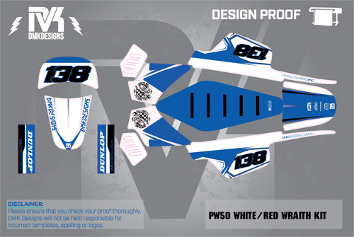  PW50 GRAPHIC WRATH KIT (WHITE/BLUE)