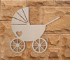 Baby Carriage with Heart Wooden Cutout | Wall Art | Home Decor