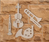 Wooden Musical Instrument Group (4 Instruments) - Cutout