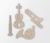 Wooden Musical Instrument Group (4 Instruments) - Cutout