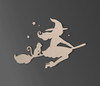 Wooden Halloween Decor - Witch on Broom Cutout, Home Decor