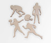 Wooden Football Player Silhouettes (4 Players + 1 Helmet)