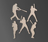 Wooden Baseball Player Silhouettes (5-pack) - Cutout, Home Decor
