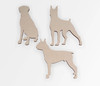 Wooden Labrador, Doberman, and Bull Terrier Dog Silhouette Cutouts (3 Pack)