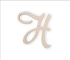 Wooden Monogram Letter H - Unfinished, Cursive Wood Letter