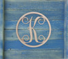 Wooden Monogram Letter "K" - Unfinished, Cursive Design