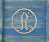 Wooden Monogram Letter in Circle Frame: Unfinished Cursive Letter