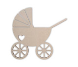 Baby Carriage with Heart Wooden Cutout | Wall Art | Home Decor