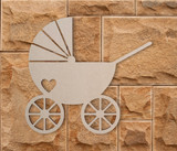 Baby Carriage with Heart Wooden Cutout | Wall Art | Home Decor