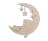 Sleeping Bear on Moon Wooden Shape - Cutout, Wall Art, Home Decor