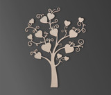 Wooden Tree of Hearts Shape - Wooden Cutout, Wall Art, Home Decor