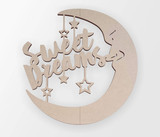 Wooden Shape Sweet Dreams Moon - Wooden Cutout, Wall Art, Home Decor