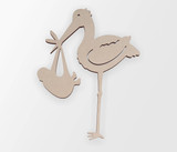 Wooden Stork Shape Cutout - Baby Shower Decor, Wall Art