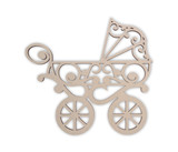 Vintage Wooden Baby Carriage Cutout - Wall Art