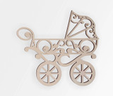 Vintage Wooden Baby Carriage Cutout - Wall Art