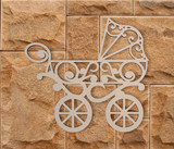 Vintage Wooden Baby Carriage Cutout - Wall Art