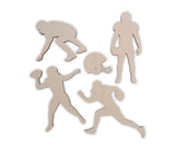 Wooden Football Player Silhouettes (4 Players + 1 Helmet)