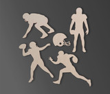 Wooden Football Player Silhouettes (4 Players + 1 Helmet)