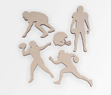 Wooden Football Player Silhouettes (4 Players + 1 Helmet)