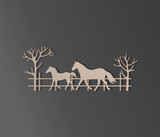 Wooden Horse and Foal Shape - Cutout, Wall Art