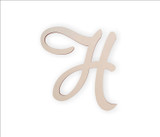Wooden Monogram Letter H - Unfinished, Cursive Wood Letter