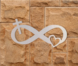 Infinity Cross and Heart Metal Wall Art Sign
