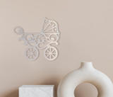 Metal Vintage Baby Carriage Wall Art - Metal Cutout