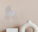 Metal Baby Carriage with Heart Cutout - Wall Art